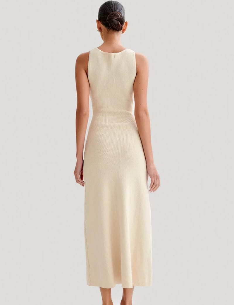 Modinzi Buttercream Elegance – Sleeveless Button Maxi