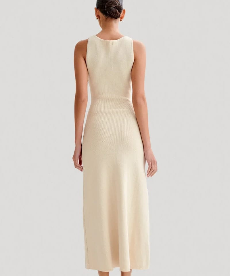 Modinzi Buttercream Elegance – Sleeveless Button Maxi