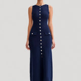 Modinzi Buttercream Elegance – Sleeveless Button Maxi