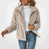 Modinzi Beige / 6 (XS) Calla Loop – Textured Zip Front Jacket