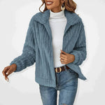 Modinzi Blue / 6 (XS) Calla Loop – Textured Zip Front Jacket