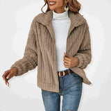 Modinzi Light Brown / 6 (XS) Calla Loop – Textured Zip Front Jacket