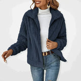 Modinzi Navy / 6 (XS) Calla Loop – Textured Zip Front Jacket