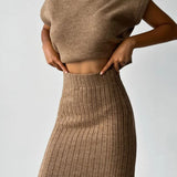 Jackie - Sleeveless Skirt and knitted Top