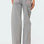 Modinzi Celeste Charm – Embroidered Wide Leg Jeans