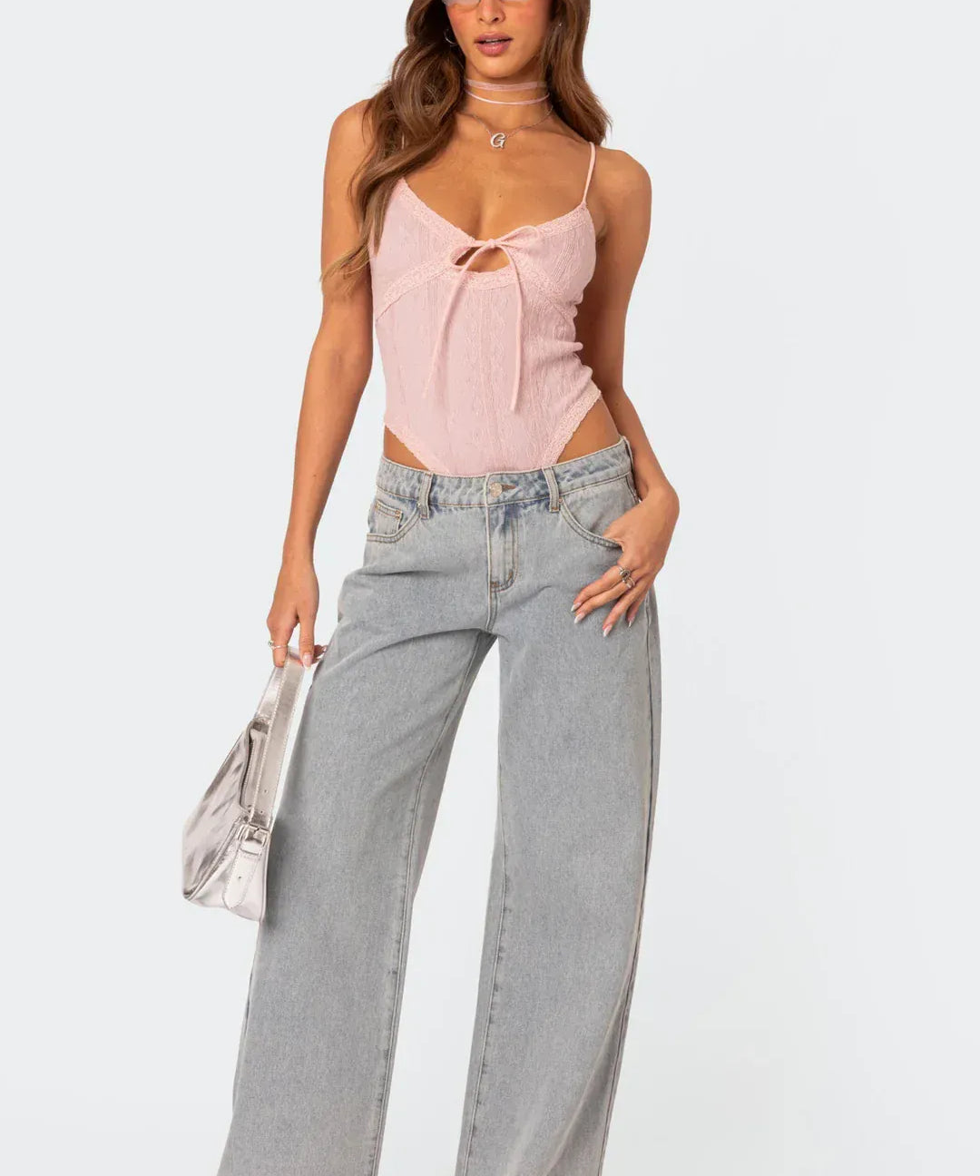 Modinzi Grey / 8 (S) Celeste Charm – Embroidered Wide Leg Jeans