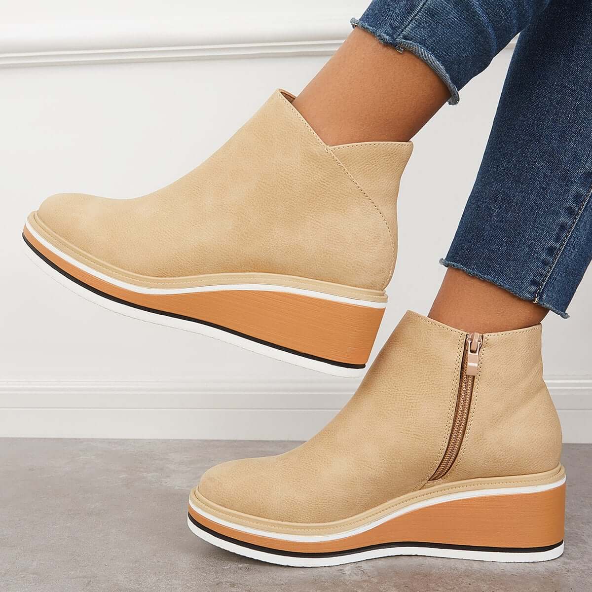 Modinzi Beige / 4 City Edge – Platform Ankle Boots