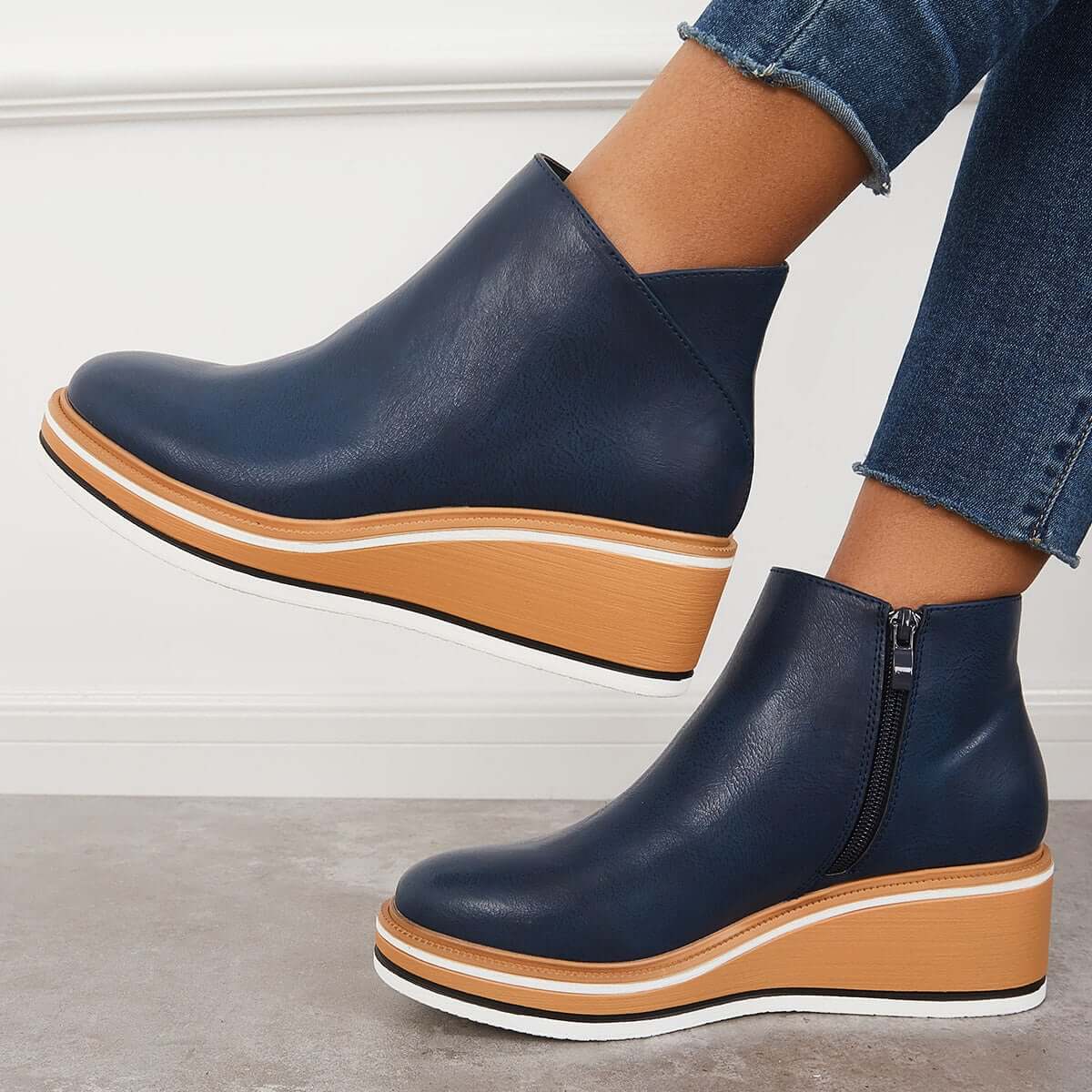 Modinzi Blue / 4 City Edge – Platform Ankle Boots