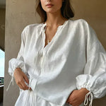 Modinzi Sets Coastal Charm Ruffle Linen Set – Effortless Two-Piece Summer Ensemble