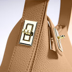 Modinzi Beige Delphine Lock – Sculpted Shoulder Bag