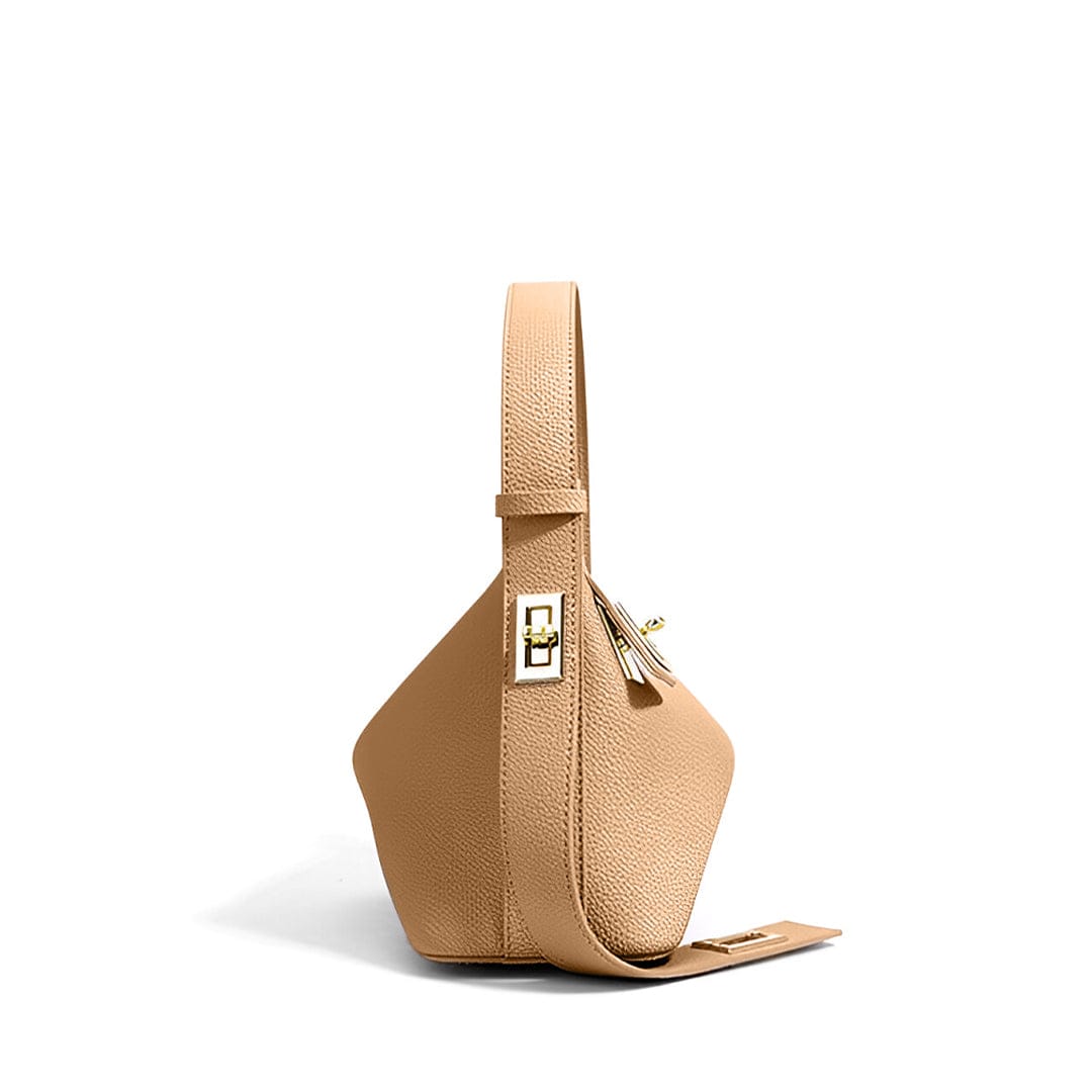Modinzi Beige Delphine Lock – Sculpted Shoulder Bag