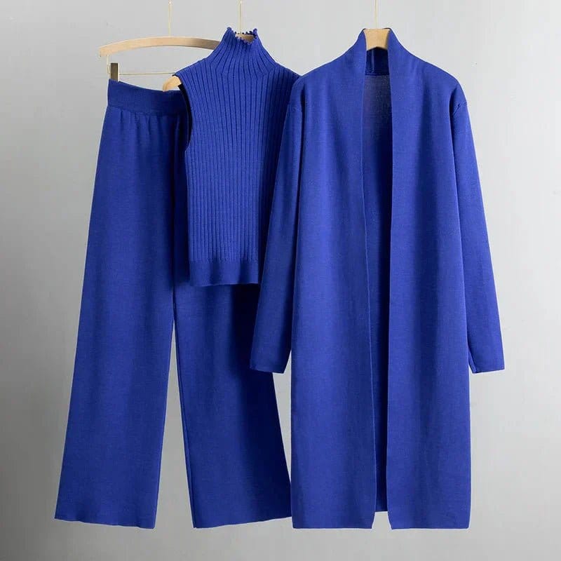 Modinzi Blue / 6 (XS) Dominique Set – Three-Piece Minimal Knit Ensemble