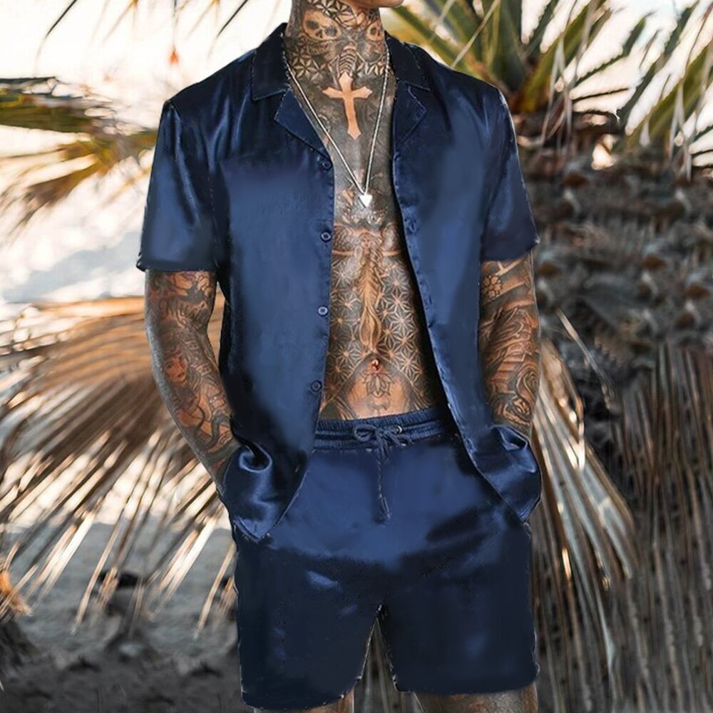 Worth - Casual men's shorts suit in blue