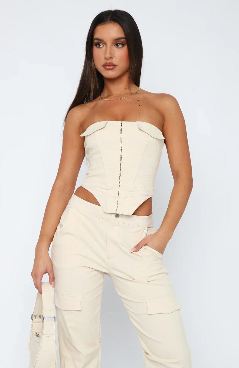 Modinzi Beige Gold / XS(6) Eclipse Edge – Cutout Corset Top