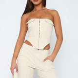 Modinzi Beige Gold / XS(6) Eclipse Edge – Cutout Corset Top