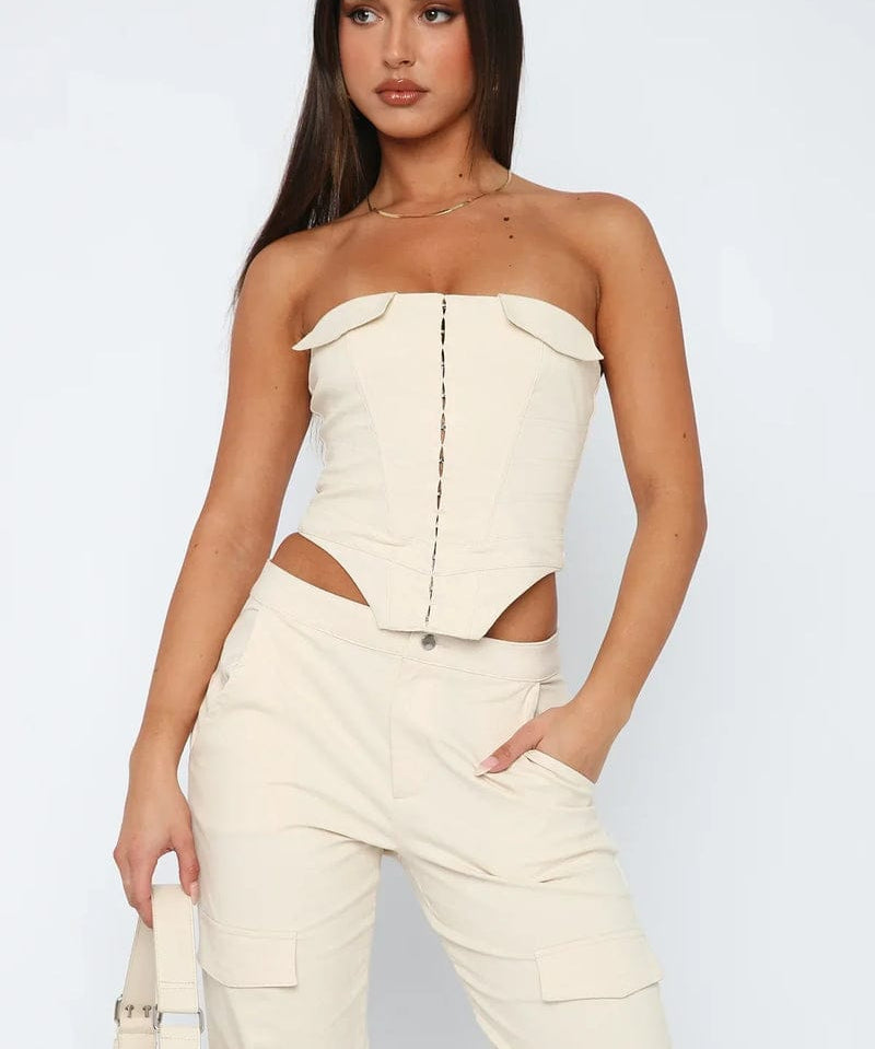 Modinzi Beige Gold / XS(6) Eclipse Edge – Cutout Corset Top
