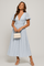 Modinzi Midi dress Blue / 8 (S) Elegant Puff Sleeve Button-Front Midi Dress