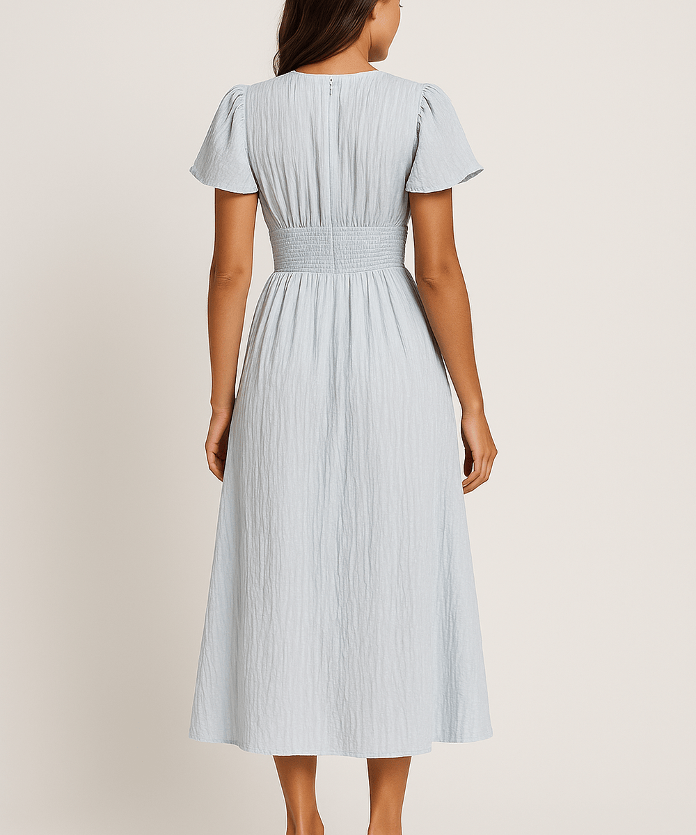 Modinzi Midi dress Elegant Puff Sleeve Button-Front Midi Dress