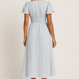 Modinzi Midi dress Elegant Puff Sleeve Button-Front Midi Dress