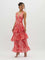 Modinzi Maxi dress dark pink / 8 (S) Elegant Ruffle Layer Maxi Dress – Strappy Back Formal Evening Dress