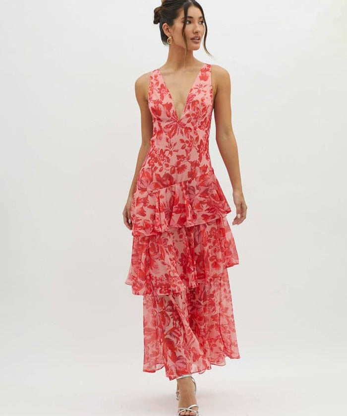 Modinzi Maxi dress Elegant Ruffle Layer Maxi Dress – Strappy Back Formal Evening Dress