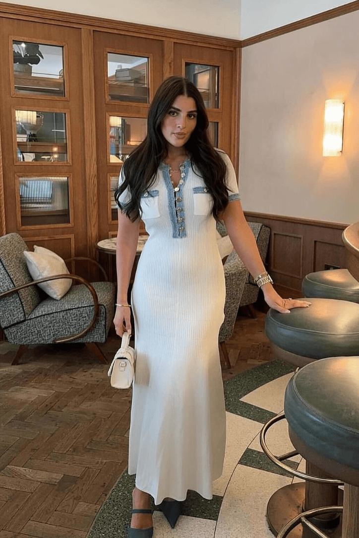 Modinzi Elise Contrast – Buttoned Midi Dress