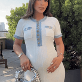 Modinzi Elise Contrast – Buttoned Midi Dress