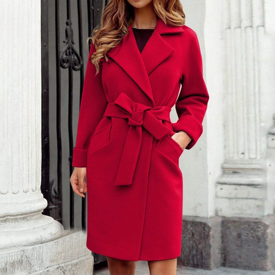 Modinzi dark pink / 6 (XS) Elowen Belted – Structured Lapel Coat