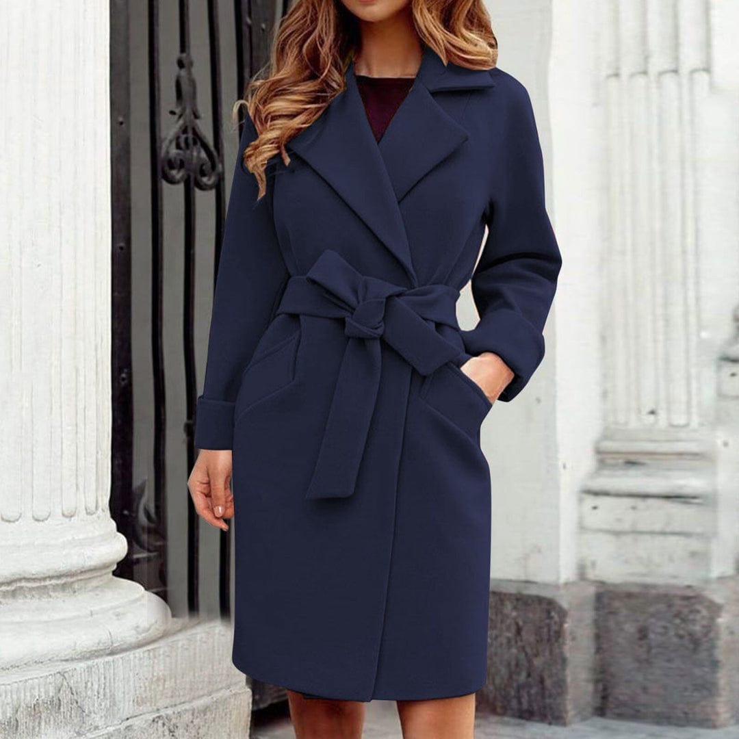Modinzi Navy / 6 (XS) Elowen Belted – Structured Lapel Coat