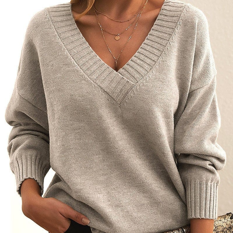 Modinzi Elowen Knit – Deep V Ribbed Sweater