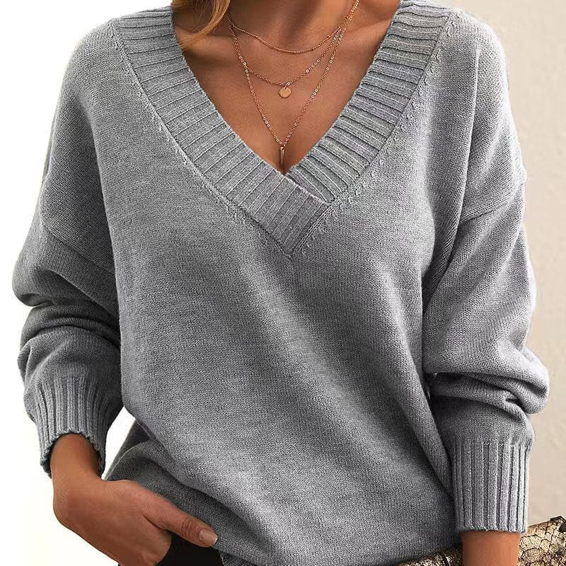 Modinzi Elowen Knit – Deep V Ribbed Sweater
