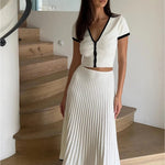 Modinzi White / 6 (XS) Emelia Mariah – Contrast Knit Midi Set