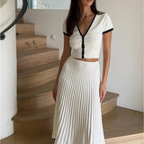 Modinzi White / 6 (XS) Emelia Mariah – Contrast Knit Midi Set