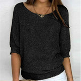 Modinzi black / 6 (XS) Eunice Loft – Relaxed Knit Half-Sleeve Top