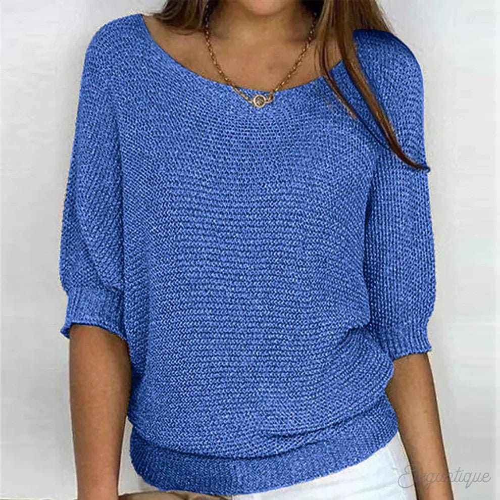 Modinzi Blue / 6 (XS) Eunice Loft – Relaxed Knit Half-Sleeve Top