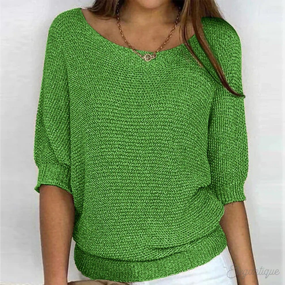 Modinzi Green / 6 (XS) Eunice Loft – Relaxed Knit Half-Sleeve Top