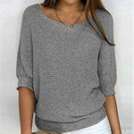 Modinzi Grey / 6 (XS) Eunice Loft – Relaxed Knit Half-Sleeve Top
