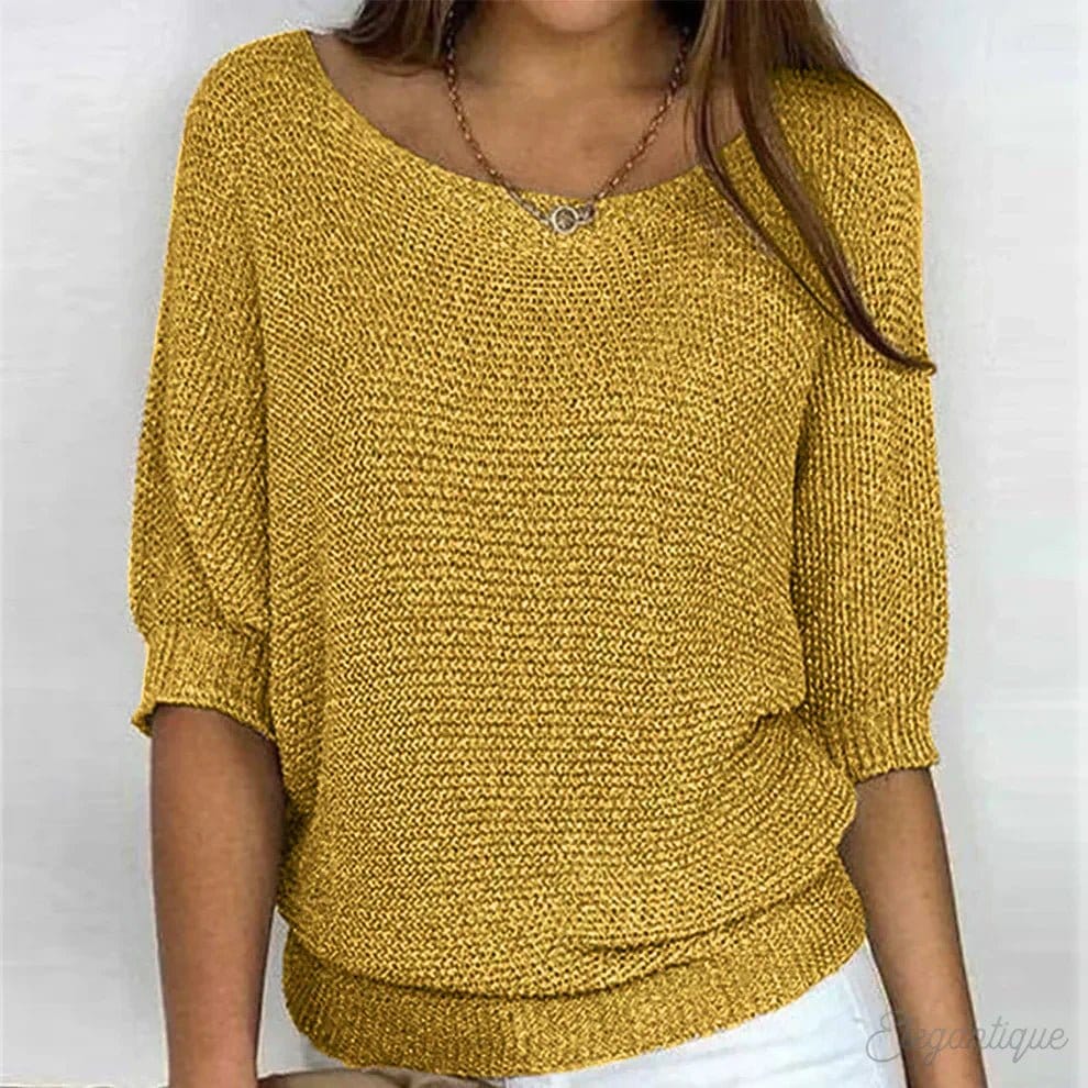 Modinzi Yellow / 6 (XS) Eunice Loft – Relaxed Knit Half-Sleeve Top