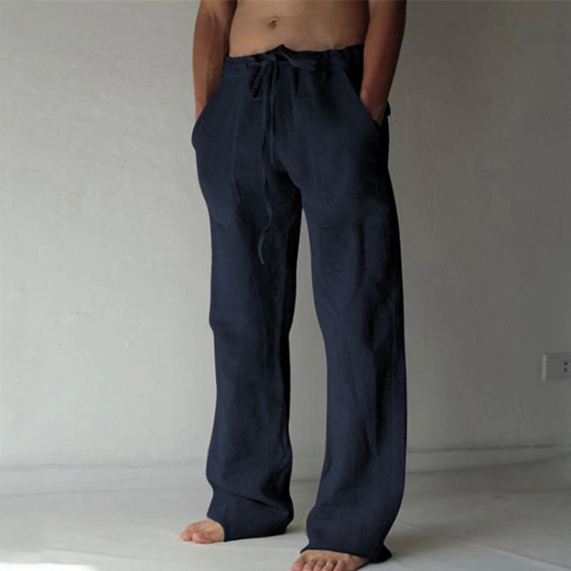 Adrian - Leisure trousers made of linen, single-coloured, for men