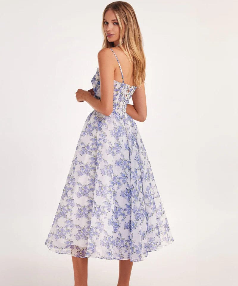 Modinzi Midi dress Floral Corset Midi Dress – Romantic Organza A-Line Silhouette