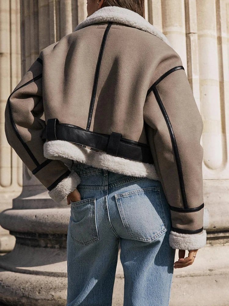 Modinzi Frey Line – Shearling Trim Aviator Jacket