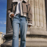 Modinzi Frey Line – Shearling Trim Aviator Jacket