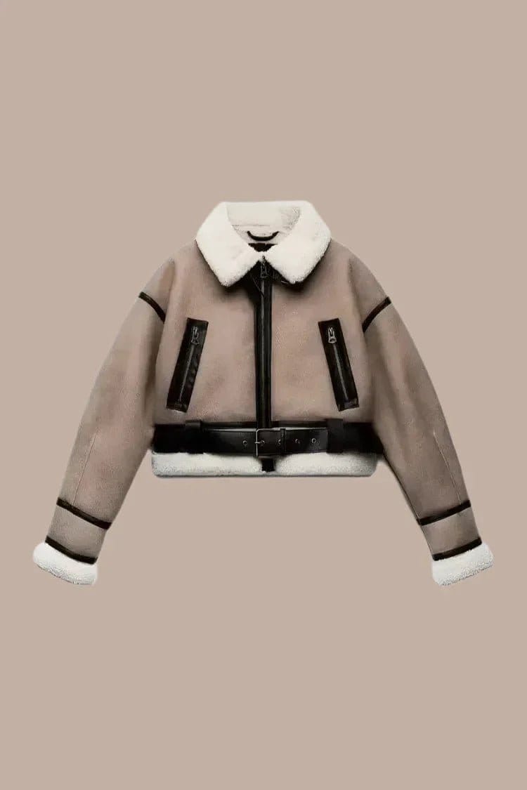 Modinzi Frey Line – Shearling Trim Aviator Jacket