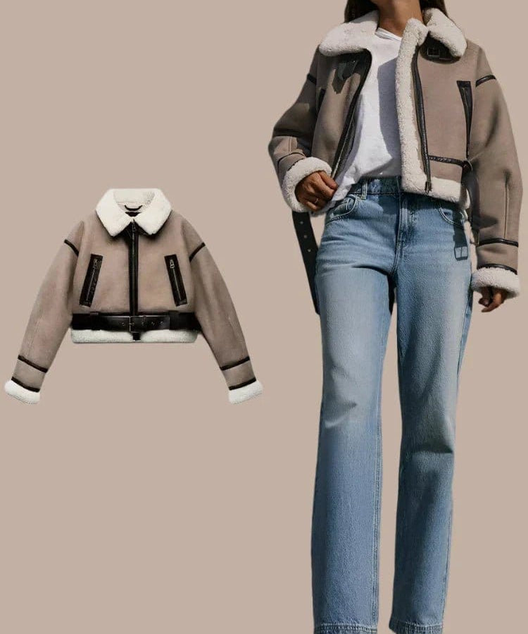 Modinzi Frey Line – Shearling Trim Aviator Jacket