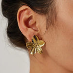 Modinzi earings Gold Gold Floral Statement Earrings – Textured Petal Studs