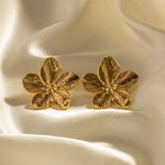 Modinzi earings Gold Gold Floral Statement Earrings – Textured Petal Studs