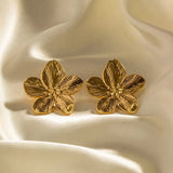 Modinzi earings Gold Gold Floral Statement Earrings – Textured Petal Studs