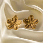 Modinzi earings Gold Gold Floral Statement Earrings – Textured Petal Studs