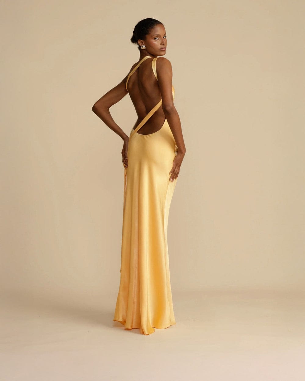 Modinzi Golden Hour – Backless Tie Maxi Dress