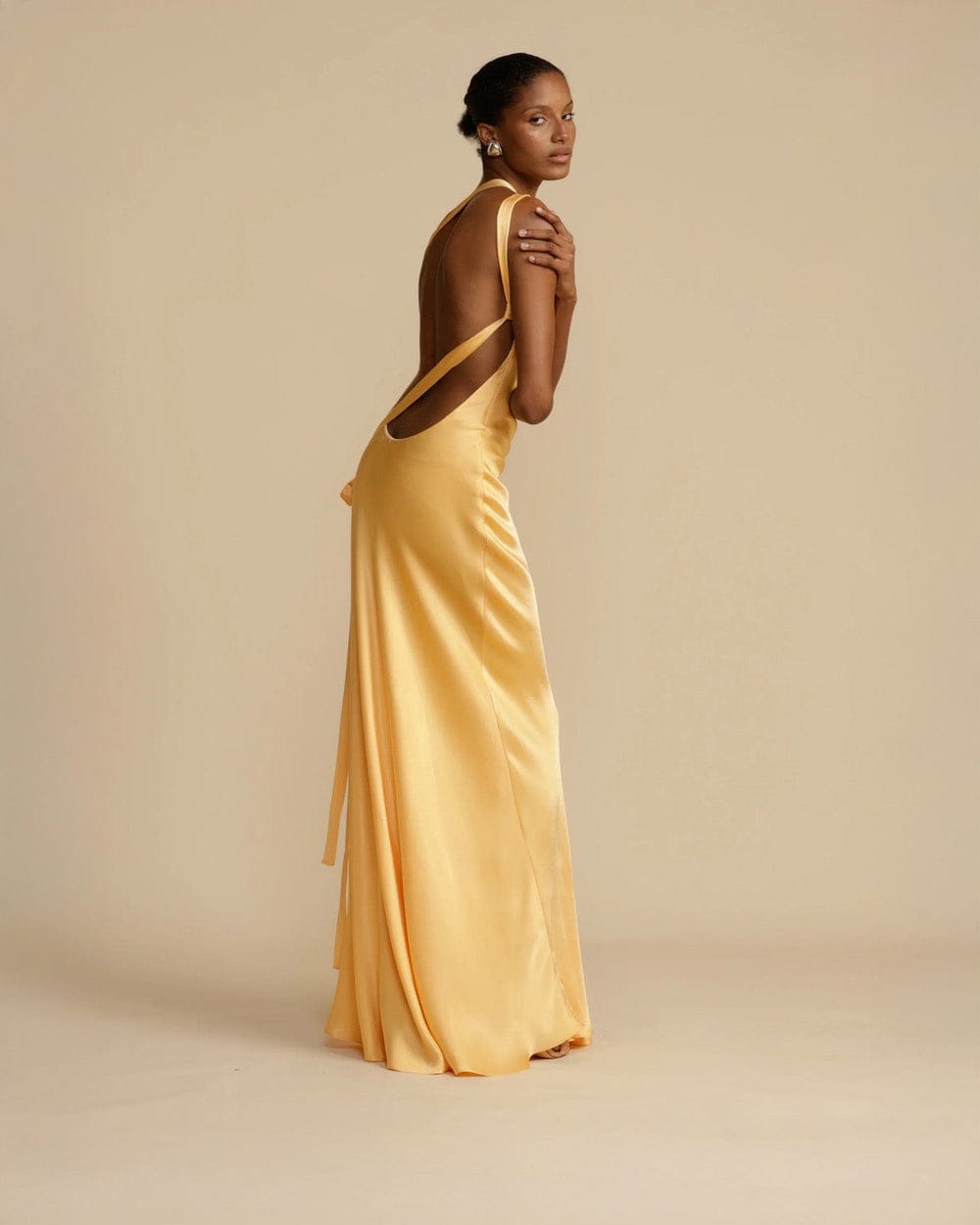 Modinzi Golden Hour – Backless Tie Maxi Dress